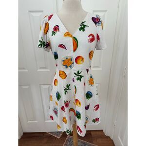 J. Crew Brunch Printed Linen Blend Flutter Sleeve Fit & Flare Mini Dress 6 NWT
